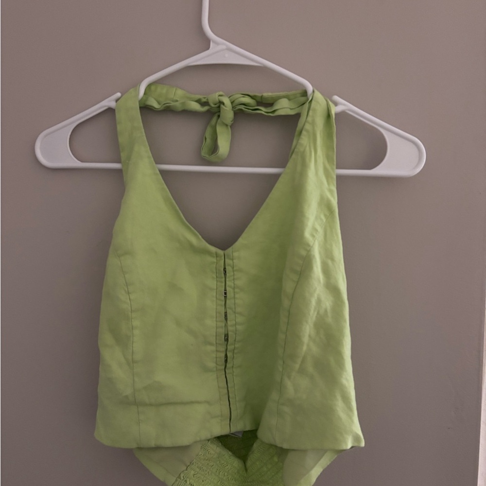 House of Harlow | linen blend halter crop top